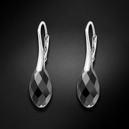 Sudraba auskari "Anšante (Jet)" ar Swarovski™ kristāliem